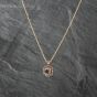 Second Hand 9ct Yellow Gold Smokey Quartz Oval Openwork Flower Shape Pendant & 18 Inch Spiga Chain 41142541