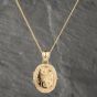 Second Hand 9ct Yellow Gold Engraved Oval Locket Pendant & 20 Inch Curb Chain 41142546