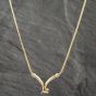 Second Hand 9ct Yellow Gold Brilliant Cut Diamond V Shaped Pendant & 17 Inch Curb Chain 41142549