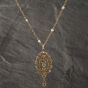Second Hand Antique Yellow Gold Peridot & Seed Pearl Fancy Gemstone Pendant & 18 Inch Trace Chain 41142565