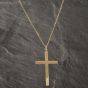 Second Hand 9ct Yellow Gold Large Plain Cross Pendant & 22 Inch Celtic Chain 41142569