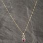 Second Hand 9ct Yellow Gold Ruby & Diamond Crossover Set Earrings With Gemstone Pendant & 18 Inch Curb Chain 41142570