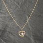Second Hand 9ct Yellow Gold Pearl Open Heart Pendant & 18 Inch Curb Chain 41142574