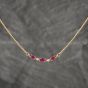 Second Hand 9ct Yellow Gold Ruby & Brilliant Cut Diamond 5 Stone Bar Pendant & 15 Inch Snake Chain 41142577