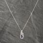 Second Hand 9ct White Gold Tanzanite & Cubic Zirconia Oval Pendant & 16 Inch Curb Chain 41142578