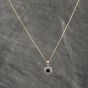 Second Hand 9ct Yellow Gold Sapphire & Diamond Round Pendant & 18 Inch Curb Chain 41142582