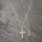 Second Hand 9ct Yellow Gold Crucifix Cross Pendant & 18 Inch Curb Chain 41142591