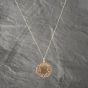 Second Hand 9ct Yellow Gold Round Shield And Foliate Engraved Locket Pendant & 18 Inch Curb Chain 41142594