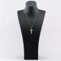 Second Hand 9ct Yellow Gold Scroll Engraved And Bark Textured Cross Pendant & 18 Inch Curb Chain 41142598