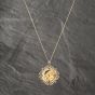 Second Hand 9ct Yellow Gold 1903 George V Half Sovereign Filigree Coin Keeper Pendant & 18 Inch Curb Chain 41142604