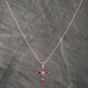 Second Hand 9ct Yellow Gold Ruby & 0.01ct Diamond Pendant & 18 Inch Belcher Chain 41142609