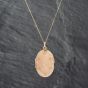 Second Hand 9ct Yellow Gold Oval Patterned Pendant & 18 Inch Curb Chain 41142613