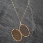 Second Hand 9ct Yellow Gold Oval Patterned Pendant & 18 Inch Curb Chain 41142613