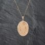 Second Hand Vintage 9ct Yellow Gold Oval Engraved Pendant & 18 Inch Curb Chain 41142614