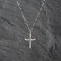Second Hand White Gold 0.18ct Diamond Set Cross Pendant & 18 Inch Curb Chain 41142615