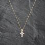Second Hand Yellow Gold Cubic Zirconia Set Cross Pendant & 18 Inch Curb Chain 41142616