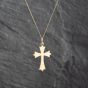 Second Hand 9ct Yellow Gold Cross Pendant & 18 Inch Curb Chain 41142618
