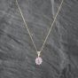 Second Hand 18ct Yellow Gold Pink Sapphire & 0.30ct Brilliant Cut Diamond Oval Pendant & 18 Inch Curb Chain 41142619