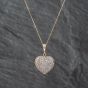 Second Hand 9ct Two Colour Gold 1.00ct Diamond Set Heart Pendant & 18 Inch Curb Chain 41142623