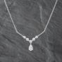 Second Hand 9ct White Gold Cubic Zirconia Set V Shape Pendant & 16 Inch Fancy Chain 41142629