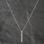 Second Hand 9ct White Gold Pink Sapphire & Diamond Seven Stone Bar Gemstone Pendant & 18 Inch Curb Chain 41142631