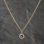 Second Hand 9ct Yellow Gold Sapphire & Cubic Zirconia Cluster Gemstone Pendant & 18 Inch Curb Chain 41142633