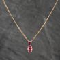 Second Hand 9ct Yellow Gold Pink Topaz Oval Gemstone Pendant & 18 Inch Curb Chain 41142637