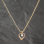 Second Hand 9ct Yellow Gold Cubic Zirconia Open Heart Pendant & 16 Inch Belcher Chain 41142639