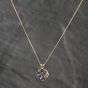 Second Hand 9ct Yellow Gold Sapphire & Diamond Open Heart Pendant & 18 Inch Curb Chain 41142640
