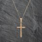Second Hand 18ct Yellow Gold 0.38ct Diamond Set Cross Pendant & 18 Inch Curb Chain 41142645