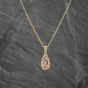 Second Hand Clogau 9ct Two Colour Gold Teardrop Shaped Celtic Vine Leaf Pendant & 19 Inch Spiga Chain 41142649