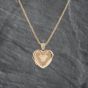 Second Hand 9ct Yellow Gold Foliate Engraved Locket Pendant & 18 Inch Chain 41142651