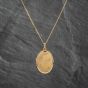 Second Hand 9ct Yellow Gold Bird And Floral Engraved Locket Pendant & 18 Inch Curb Chain 41142653