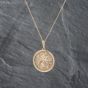 Second Hand 9ct Yellow Gold Large St Christopher Pendant & 18 Inch Curb Chain 41142670