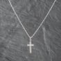 Second Hand 9ct White Gold Cross Pendant & 16 Inch Bar Chain 41142672