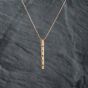 Second Hand 9ct Yellow Gold 0.10ct Brilliant Cut Diamond Bar Pendant & 16 Inch Box Chain 41142677