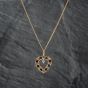 Second Hand 9ct Yellow Gold Sapphire & Diamond Open Heart Pendant & 18 Inch Curb Chain 41142679