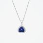 Second Hand 18ct White Gold Tanzanite & Diamond Triangle Cluster Pendant & 16 Inch Foxtail Chain 41142685