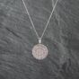 Second Hand 9ct White Gold Diamond Three Tier Pave Circle Pendant & 18 Inch Curb Chain 41142689