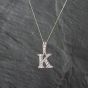 Second Hand 9ct Yellow Gold Cubic Zirconia K Shape Pendant & 18 Inch Curb Chain 41142692