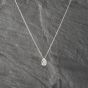 Second Hand 9ct White Gold Diamond Teardrop Pendant & 18 Inch Curb Chain 41142694