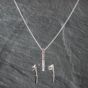 Second Hand 9ct White Gold Cubic Zirconia Hinged Bar Earrings & 18 Inch Pendant Jewellery Set 41142699