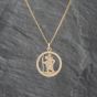 Second Hand 9ct Yellow Gold Round Openwork St Christopher Pendant & 18 Inch Curb Chain 41142701