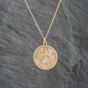 Second Hand 9ct Yellow Gold Round St Christopher Pendant & 18 Inch Curb Chain 41142702