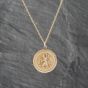Second Hand 9ct Yellow Gold Round St Christopher Pendant & 18 Inch Curb Chain 41142705