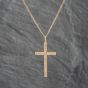 Second Hand 9ct Yellow Gold Engraved Cross Pendant & 18 Inch Curb Chain 41142706