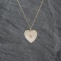 Second Hand 9ct Yellow Gold Cubic Zirconia Heart Pendant & 18 Inch Curb Chain 41142707