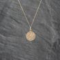 Second Hand 9ct Yellow Gold Round St Christopher Pendant & 18 Inch Curb Chain 41142709