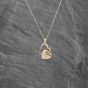 Second Hand 9ct Yellow Gold Diamond Double Heart Pendant & 18 Inch Curb Chain 41142710