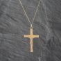 Second Hand 9ct Yellow Gold Crucifix Cross Pendant & 18 Inch Curb Chain 41142712